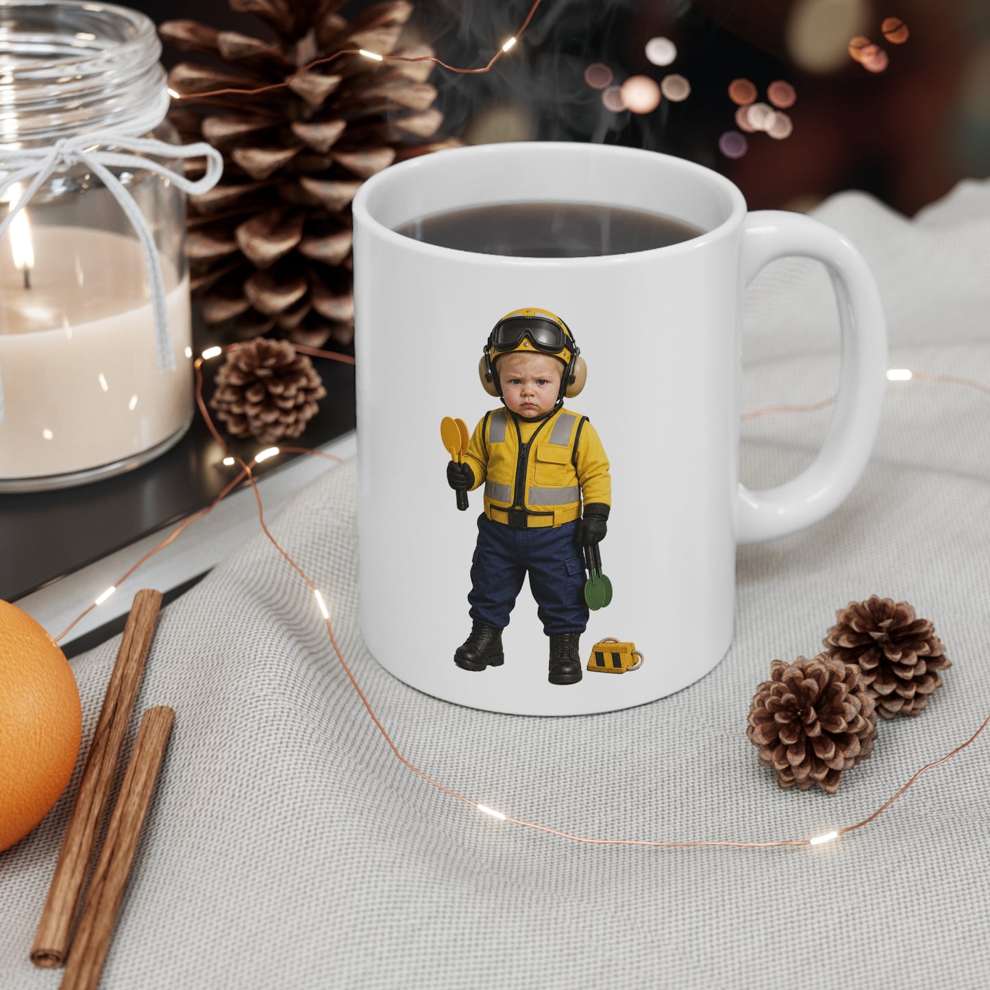 Formation Coffee Mug - Navy Modern Aviation Deck Handler