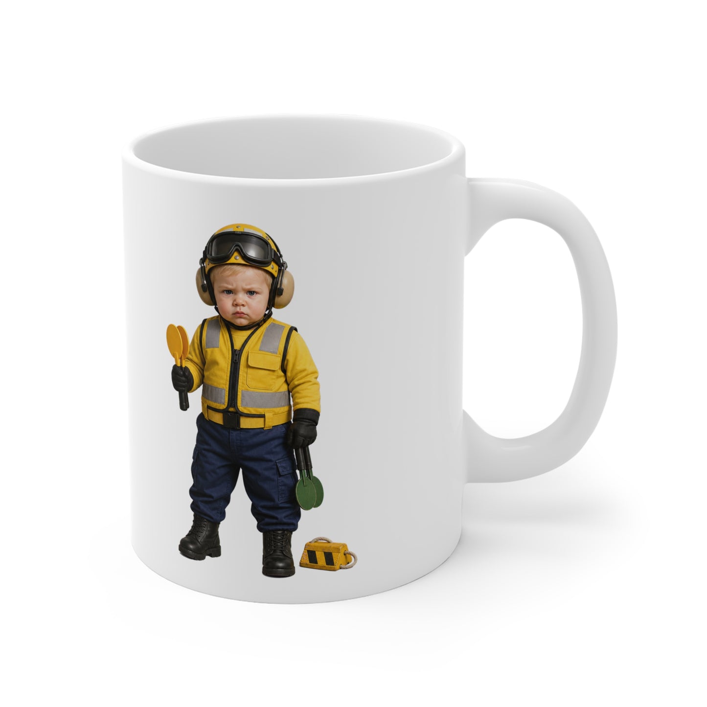Formation Coffee Mug - Navy Modern Aviation Deck Handler