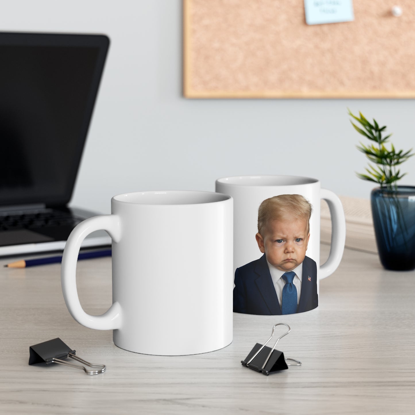 “Make Mornings Great Again” – Baby Trump Presidential Mug