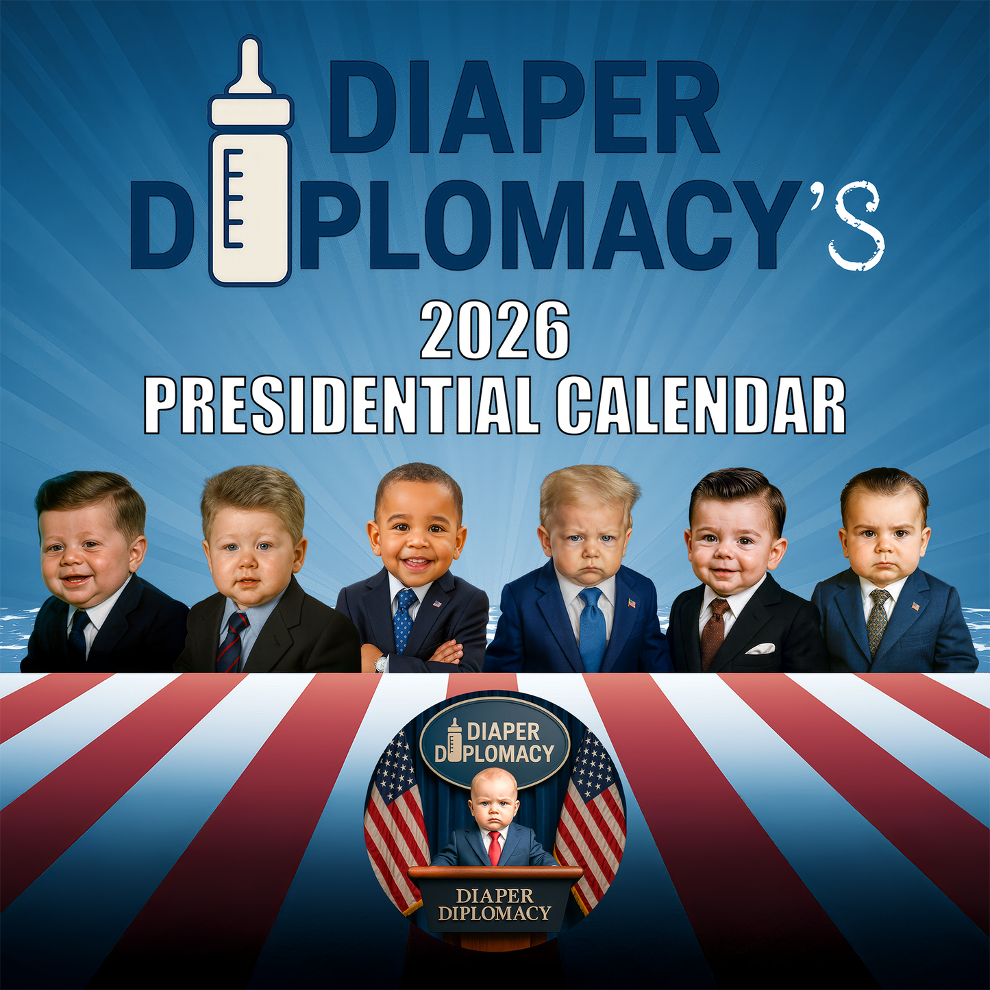 Diaper Diplomacy's 2026 Presidential Calendar — “Baby’s First Oval Office” Edition