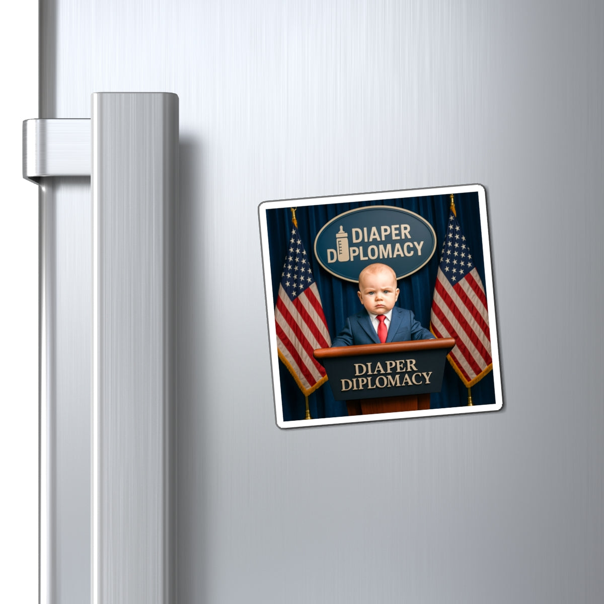 Diaper Diplomacy — Podium Baby Cut-Out Magnet