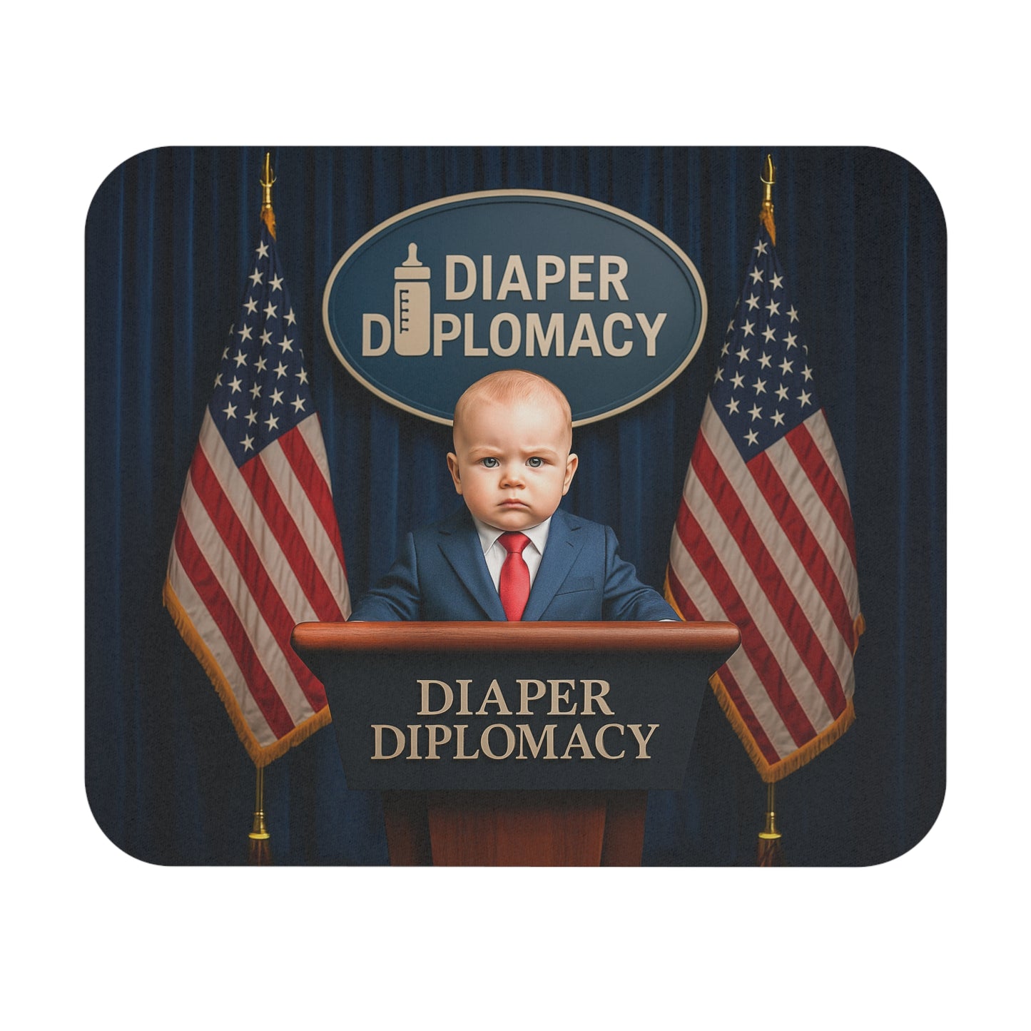 Diaper Diplomacy — Podium Baby Mouse Pad